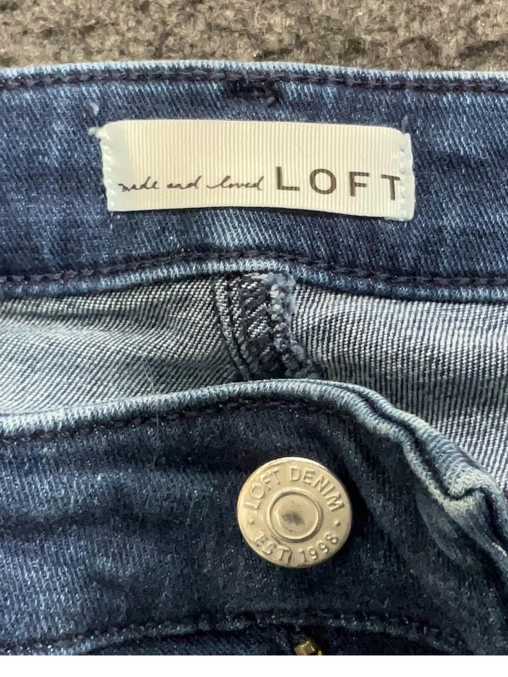 LOFT Women's Medium Blue Denim Jeans with Branded Button